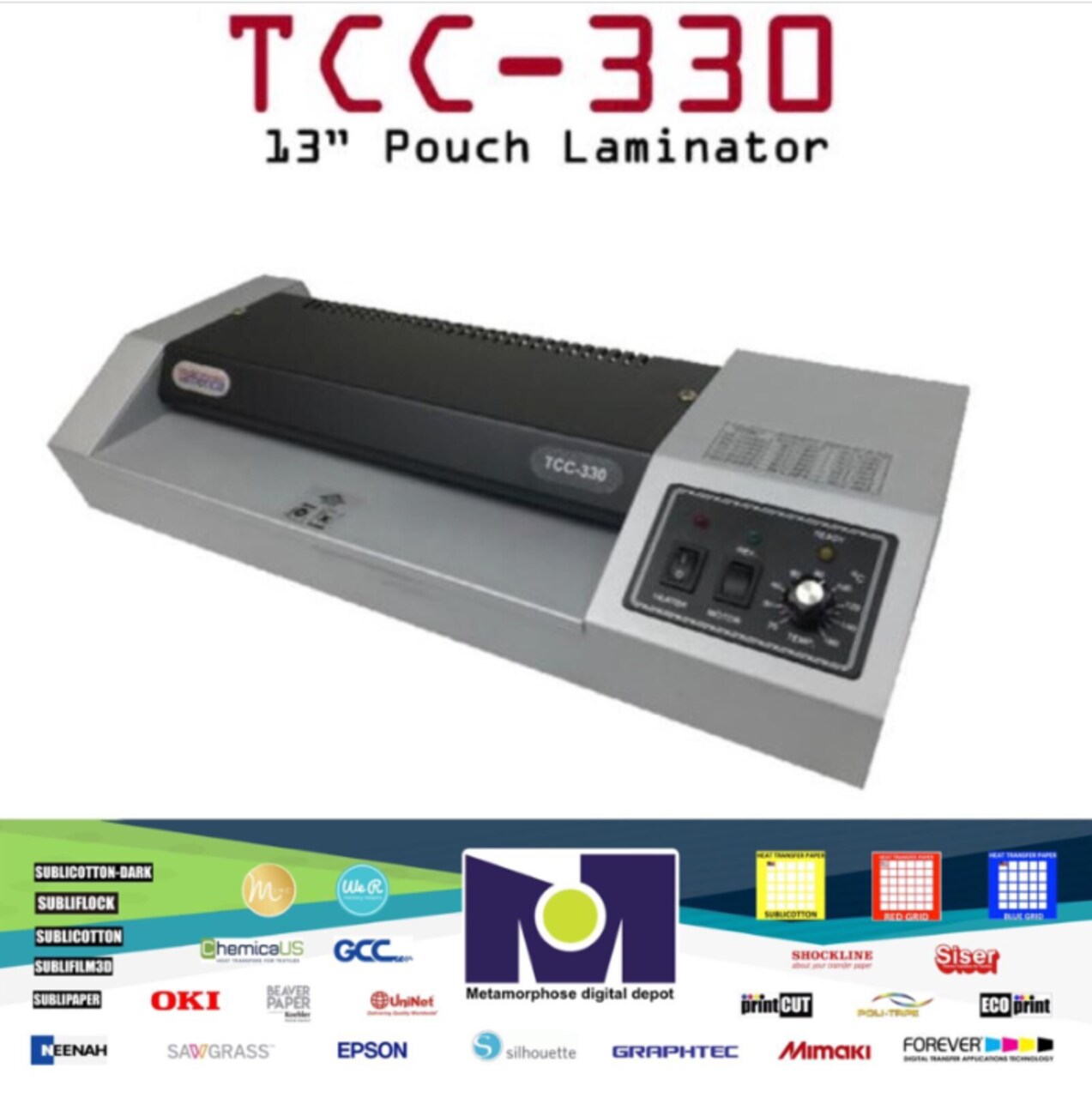TCC 330 13" Hot & Cold Pouch Laminator Laminating Machine 110 Volt